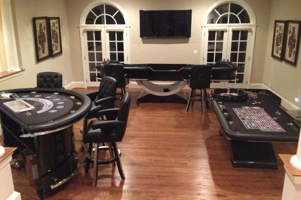 Cleopatra Matching Blackjack Table with Chairs Roulette and Craps Table 
